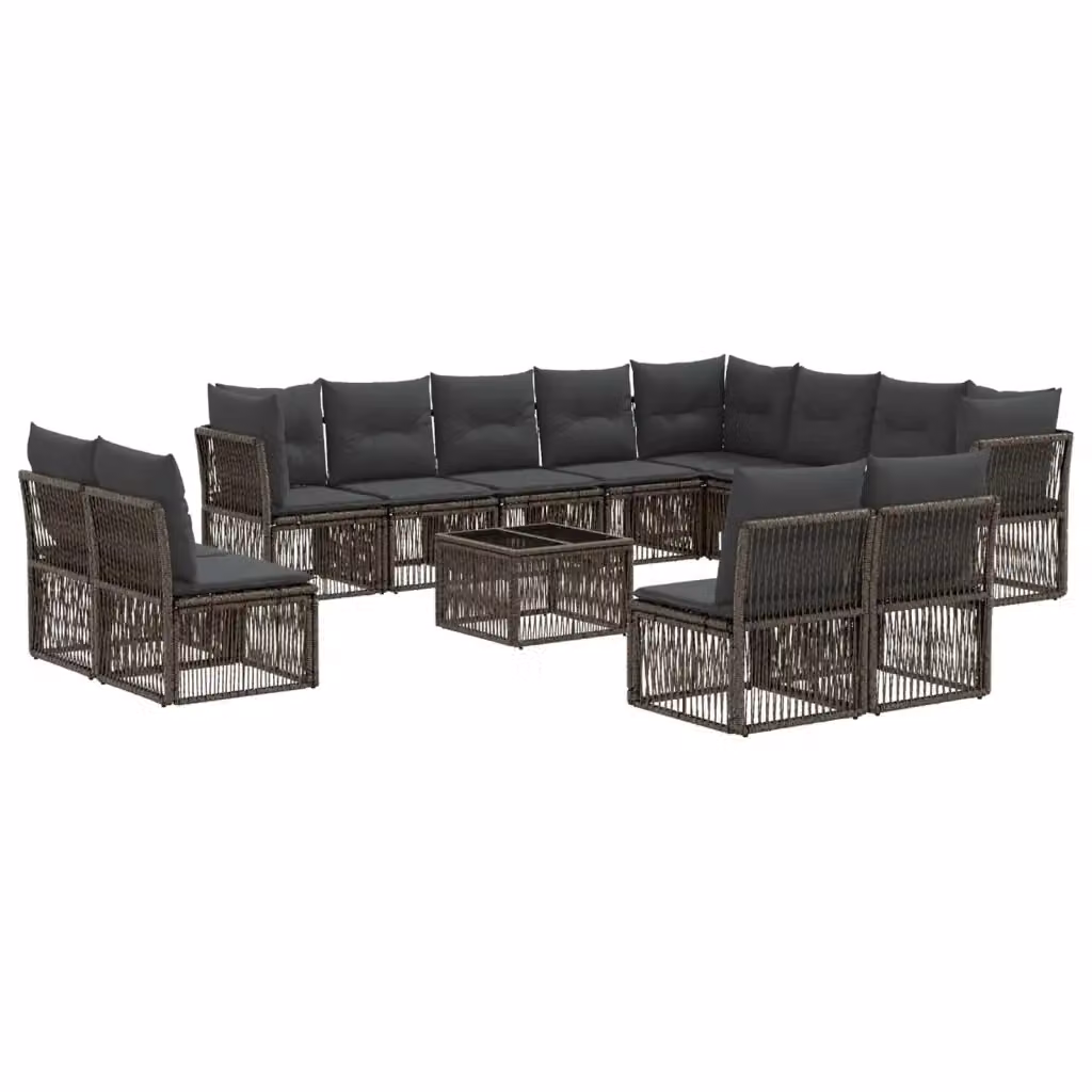 Set da giardino moderno vidaXL composto da 13 pezzi con divano a L, tavolino e cuscini in colore grigio – 2