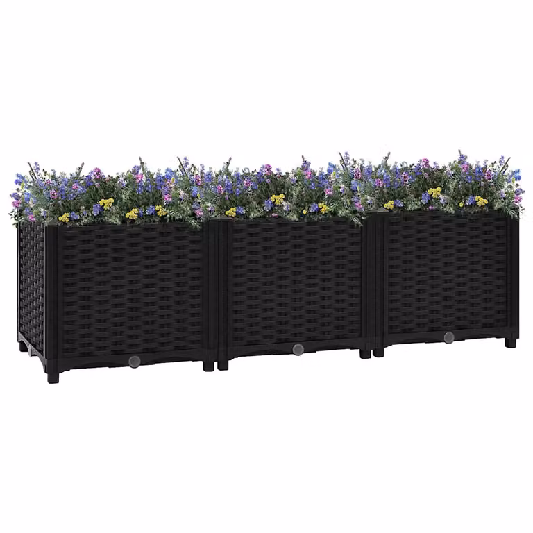 Fioriera Rialzata vidaXL in WPC e Plastica, Colore Nero, L 120 x P 40 x H 38 cm
