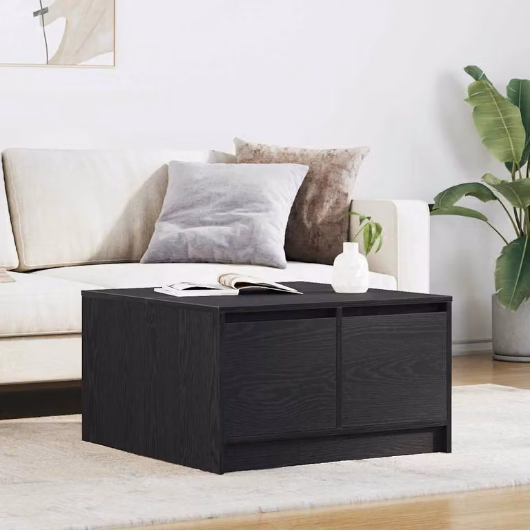 Tavolino da salotto vidaXL con cassetti in legno nero, L 70,5 cm x P 70,5 cm x H 40 cm