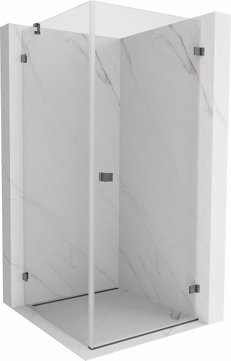 Mexen Lunar-B cabina doccia a battente destra 100 x 100 cm, trasparente, grigio canna di fucile spazzolato - 832-100-100-66-00-P
