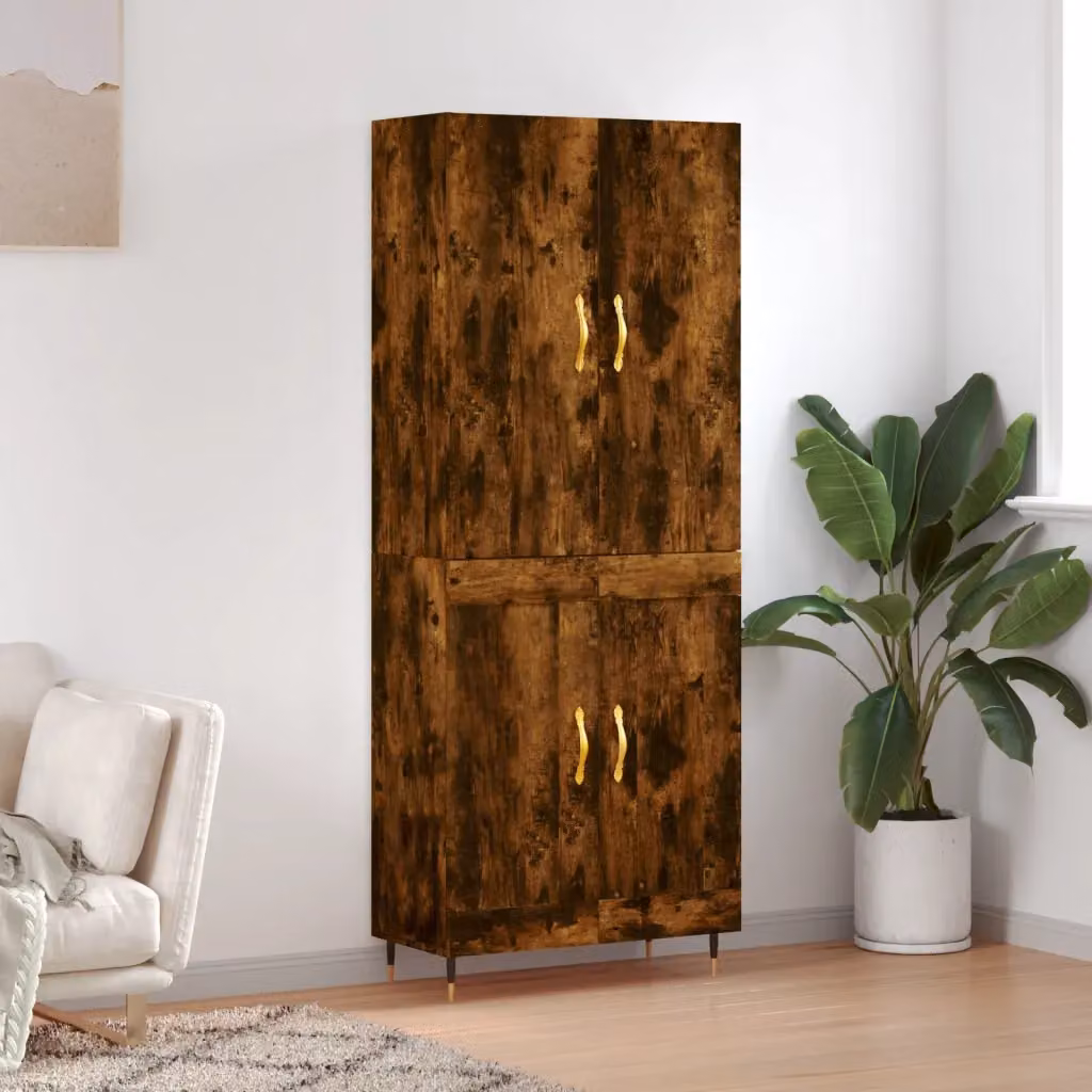 Credenza moderna vidaXL in rovere fumo con ante a battente e ripiani interni, L: 69,5 cm, P: 34,0 cm, H: 180,0 cm