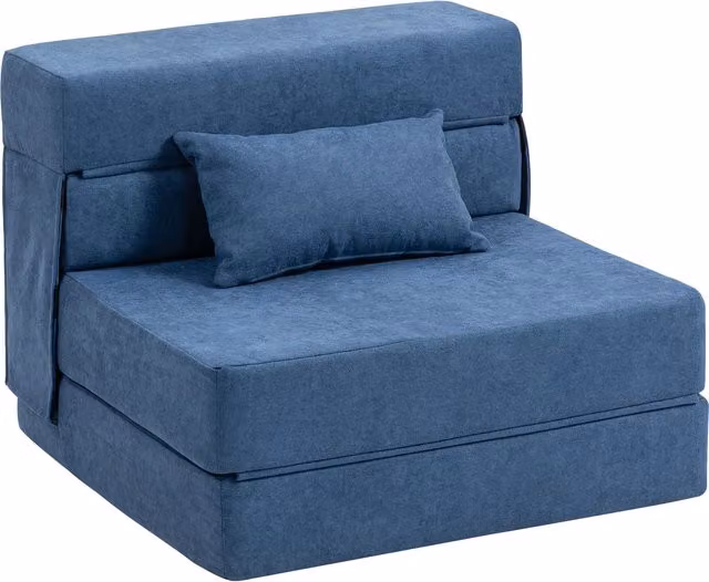 HOMCOM Poltrona Letto Pieghevole Convertibile in Chaise Longue e Materasso, 80x80x64 cm, Blu Scuro   Aosom Italy