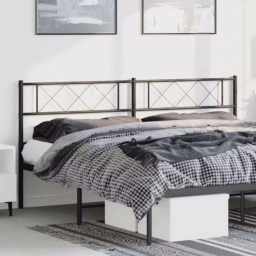 Testiera di ricambio vidaXL in metallo nero laccato, stile classico, L: 198 cm, H: 90 cm, P: 3 cm