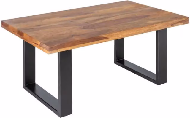 Tavolino basso LODEN 100 cm in legno massiccio di Sheesham e metallo nero – stile industriale