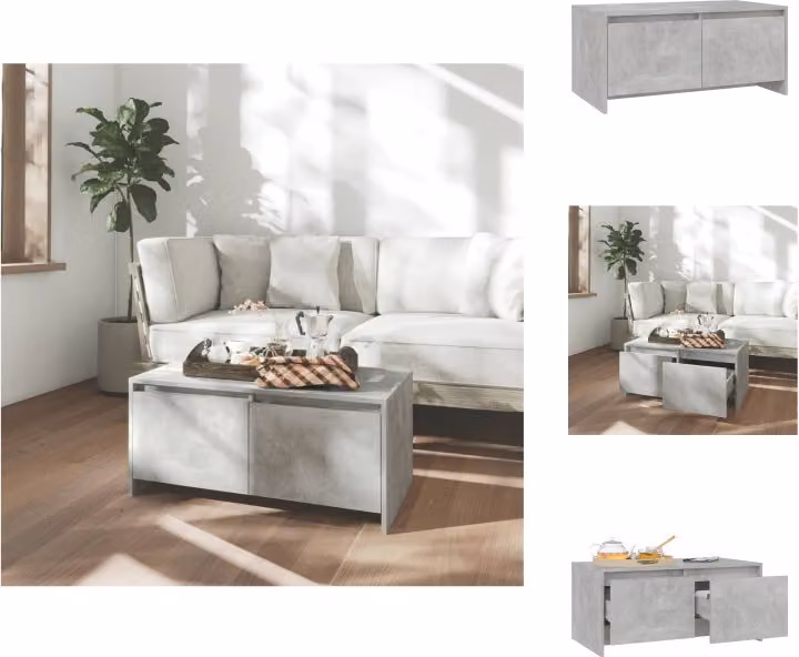 vidaXL Tavolino da caffè grigio cemento 90x50x41,5 cm materiale a base di legno - Tavolini da caffè