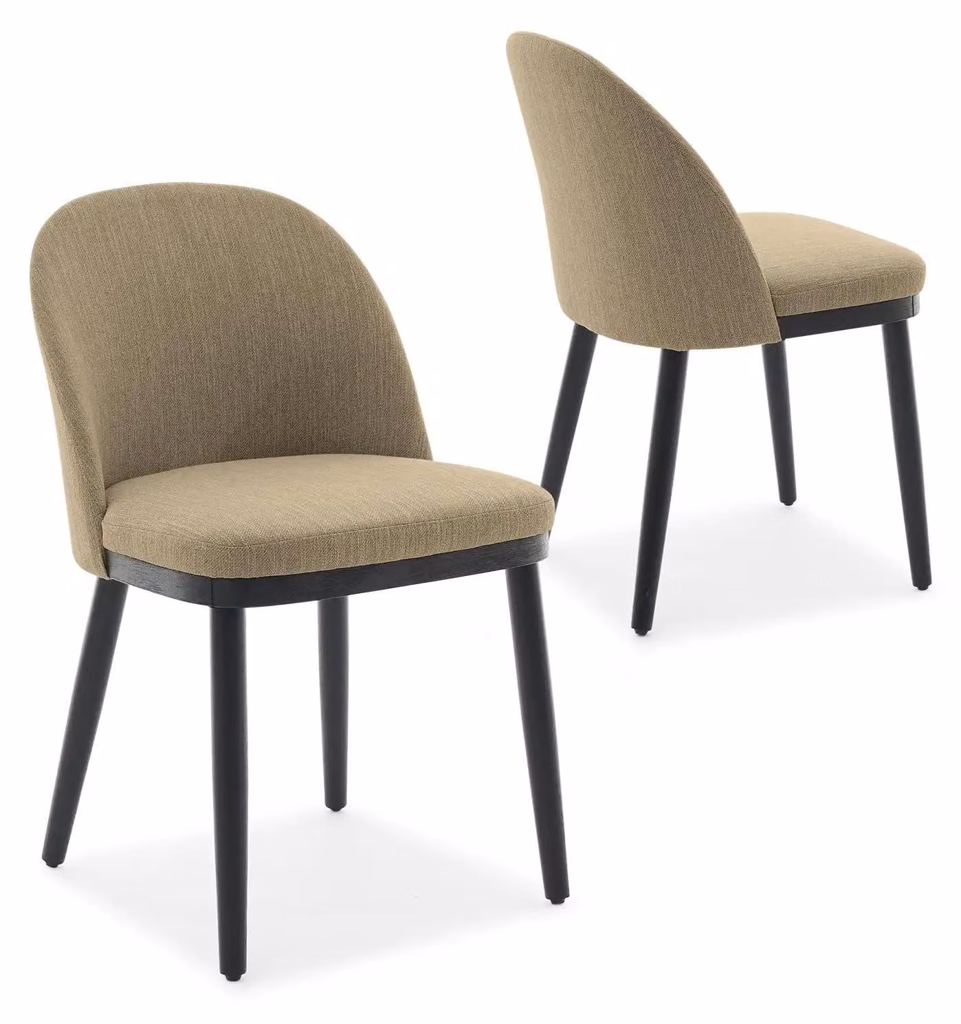 Set di 2 sedie da pranzo - Schienale alto - Seduta imbottita e profonda - Struttura in legno - Design moderno e salvaspazio - Colore: cammello