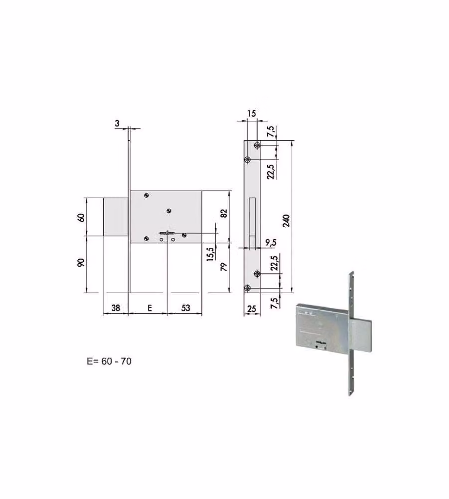 Serratura Infilare Ferro 57013-60-0 Cisa