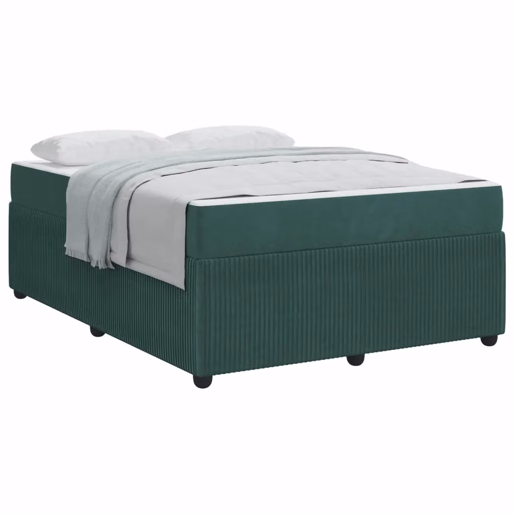 Struttura del letto moderna vidaXL in tessuto verde con legno, L 140 cm x P 200 cm – 2