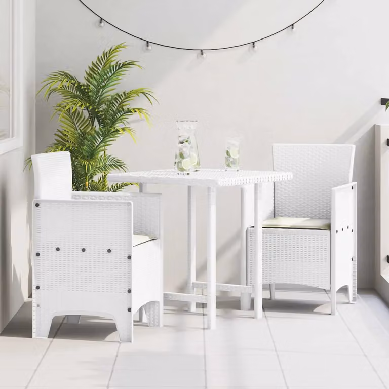 Set di 2 sedie da giardino vidaXL bianche in plastica resistente alle intemperie con braccioli