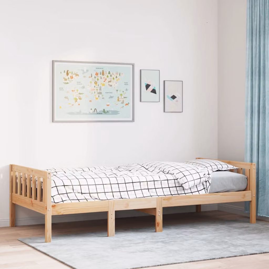 Letto per bambini vidaXL in legno massello di pino marrone senza materasso L: 190 cm, P: 75 cm, H: 80,5 cm