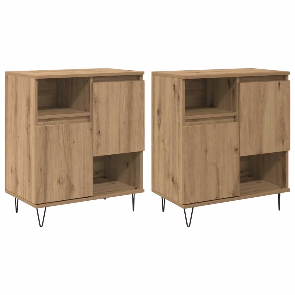 Set di 2 credenze moderne vidaXL in legno color rovere marrone L/P/H: 60 x 35 x 70 cm – 2