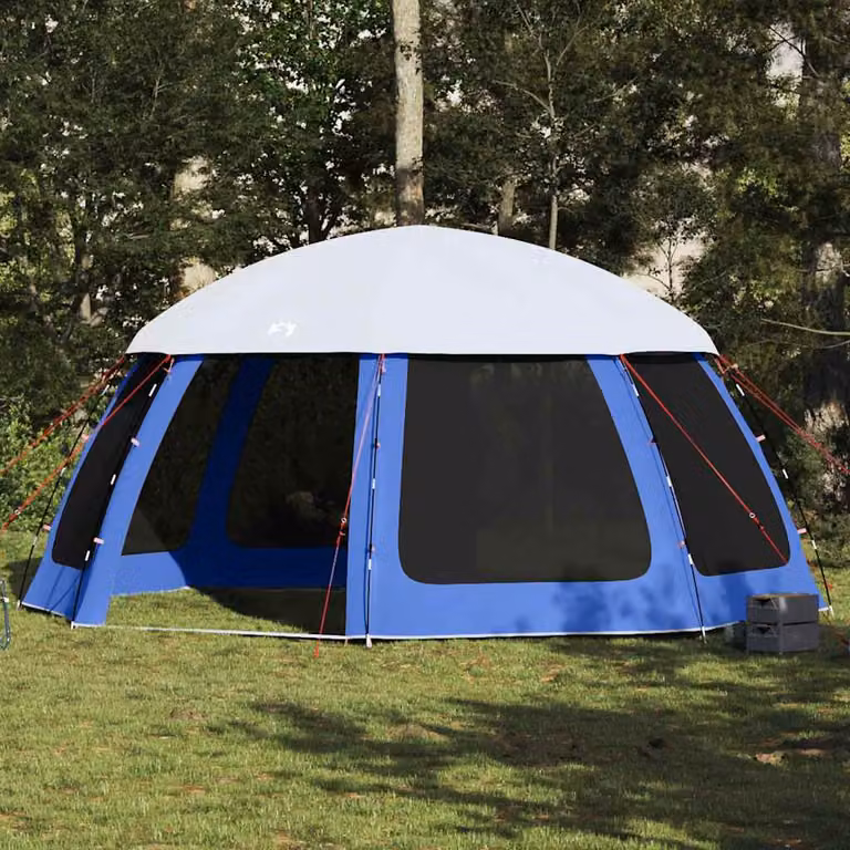 Tenda da piscina vidaXL con patta rimovibile e pareti in rete, blu, L/P: 510 x 510 cm