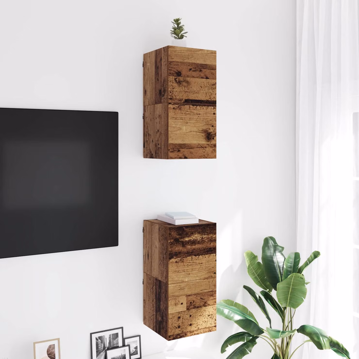 Mobile TV da parete vidaXL in legno marrone con design moderno e scomparti multimediali L: 30,5 cm, P: 30,0 cm, H: 30,0 cm