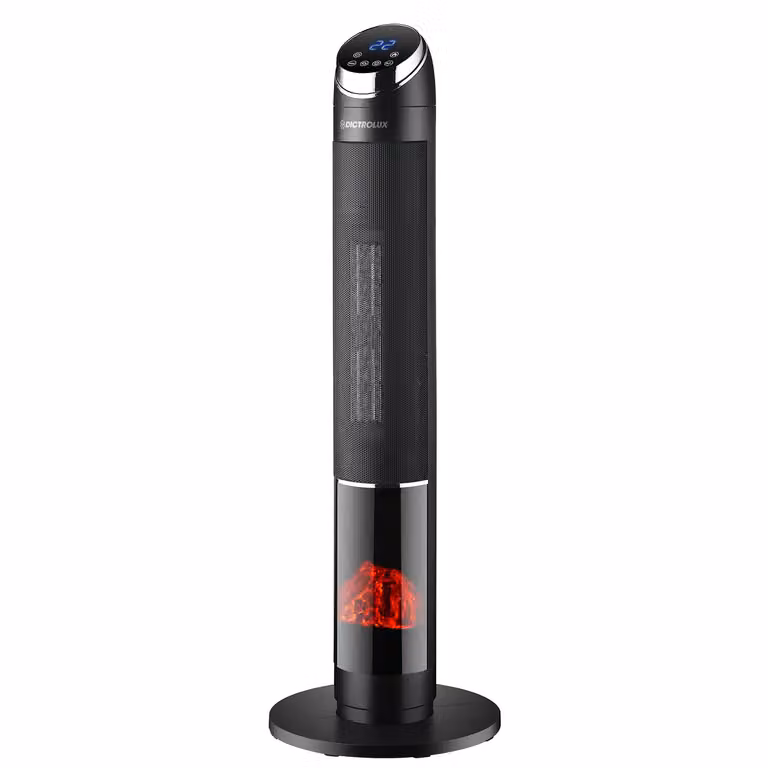 Termoventilatore a Colonna in Ceramica Dictrolux FireTop 2000 Watt Nero con Telecomando e Timer