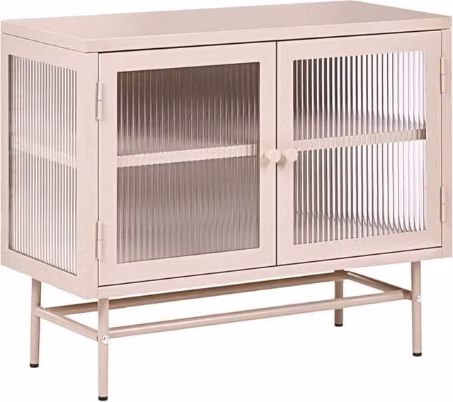 Credenza Beliani in acciaio e vetro con design moderno e industriale, colore beige – 1