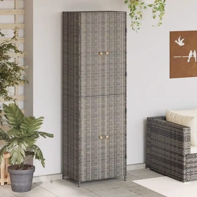 Armadietto Portaoggetti da Giardino 59x40x180 cm in Polyrattan 319873
