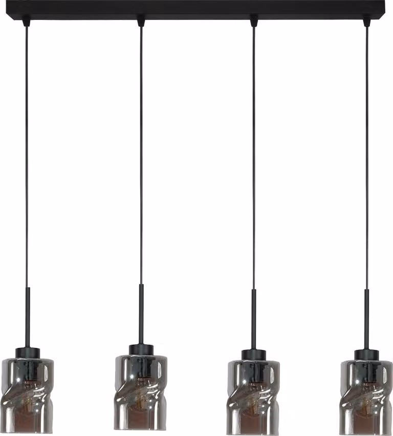 Lampadario A Sospensione Nero, Paralume In Vetro Grafite Greta 15-541