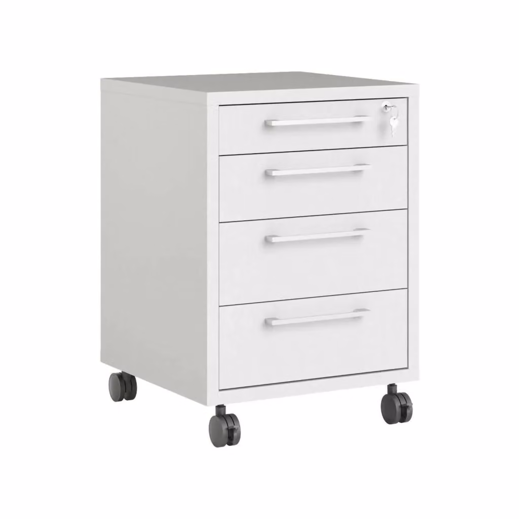 Cassettiera Ariosto DMORA, Settimino multiuso e Comò per camera da letto, Bianco, L 49,1 cm x P 48,2 cm x H 68,2 cm – 2