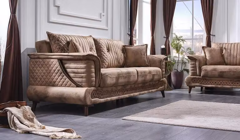 Textil Luxus Sofa Dreisitzer Couch Wohnzimmer Moderne Design Polstersofa