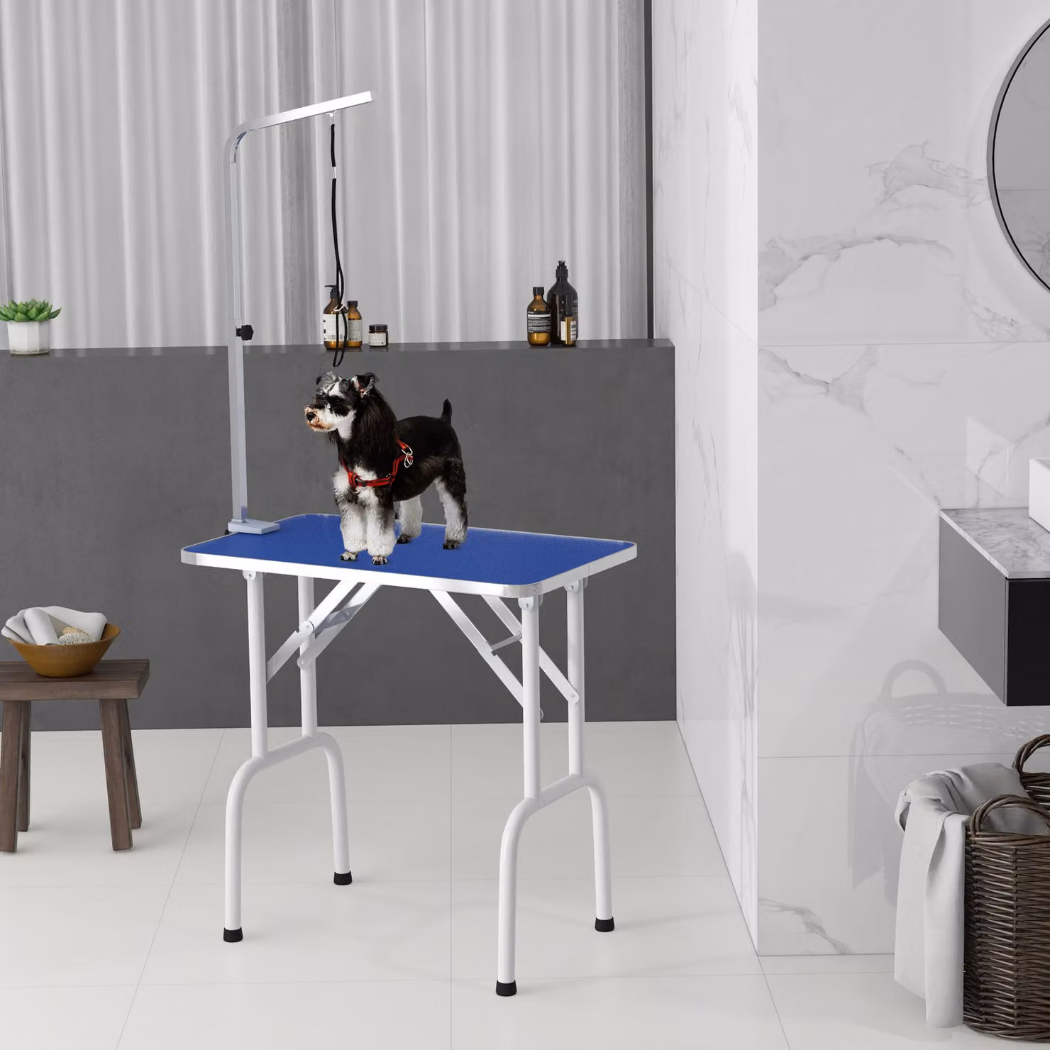 Tavolo da toelettatura per animali domestici PawHut in metallo, Blu – 2