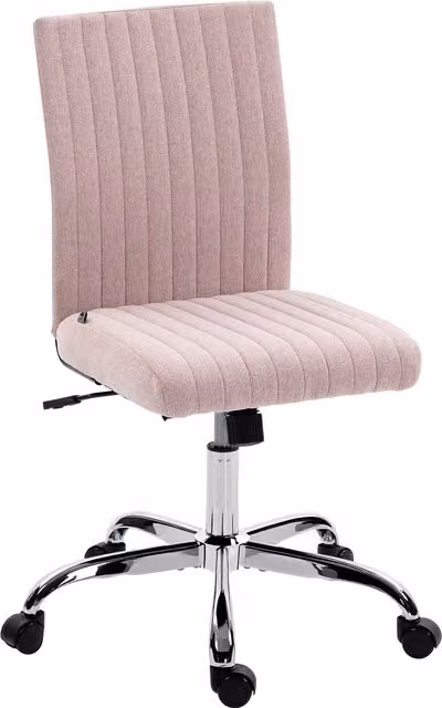 Sedia da ufficio HOMCOM senza braccioli, poltrona girevole a 360° con altezza regolabile, rosa, L: 43 cm, P: 56 cm, H: 89-99 cm – 1