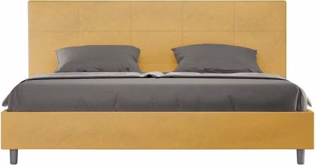 Letto matrimoniale king size con contenitore BS COM imbottito in microfibra giallo L/P/H: 180 x 200 x 195 cm