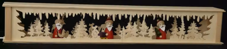 Decorazione natalizia da parete con immagini di Babbo Natale e illuminazione. Dimensioni: 72x10x10 cm. Nuova