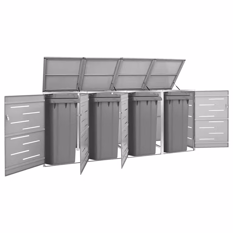 Copribidone singolo vidaXL in acciaio inox con coperchio a ribalta, colore antracite/grigio, L: 69 cm, P: 77,5 cm, H: 115 cm