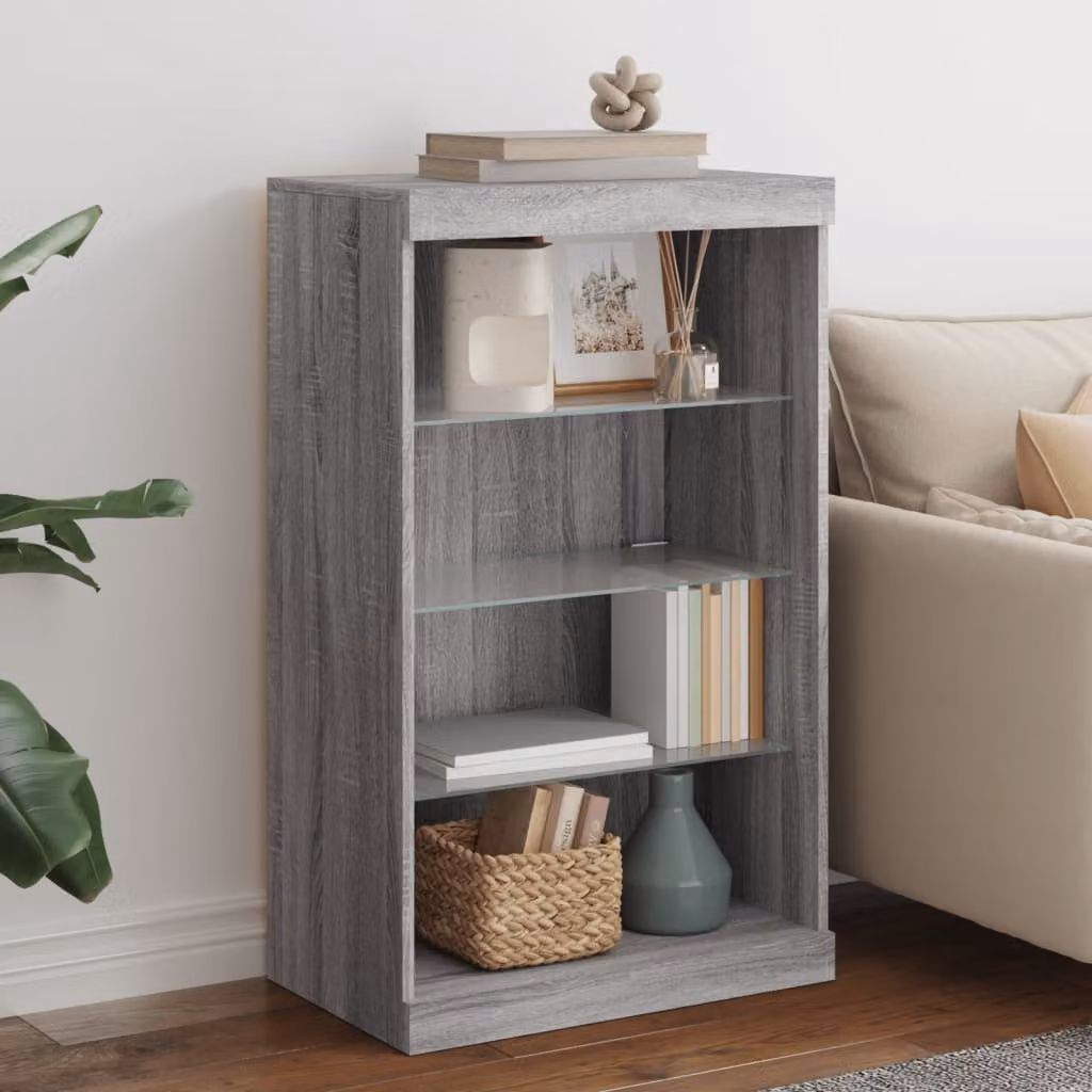 Credenza moderna vidaXL con luci LED in legno Grigio Sonoma L: 60,5 cm, P: 37 cm, H: 100 cm