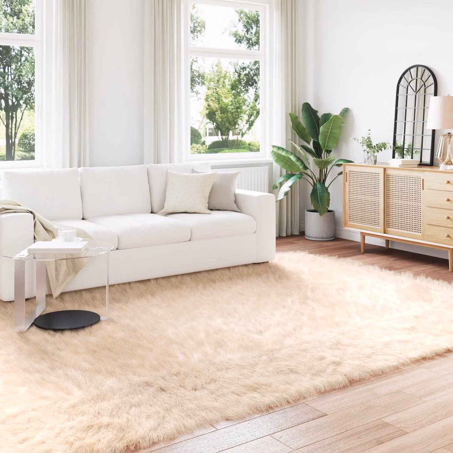 Tappeto moderno vidaXL in poliestere beige, L: 200 cm, P: 280 cm