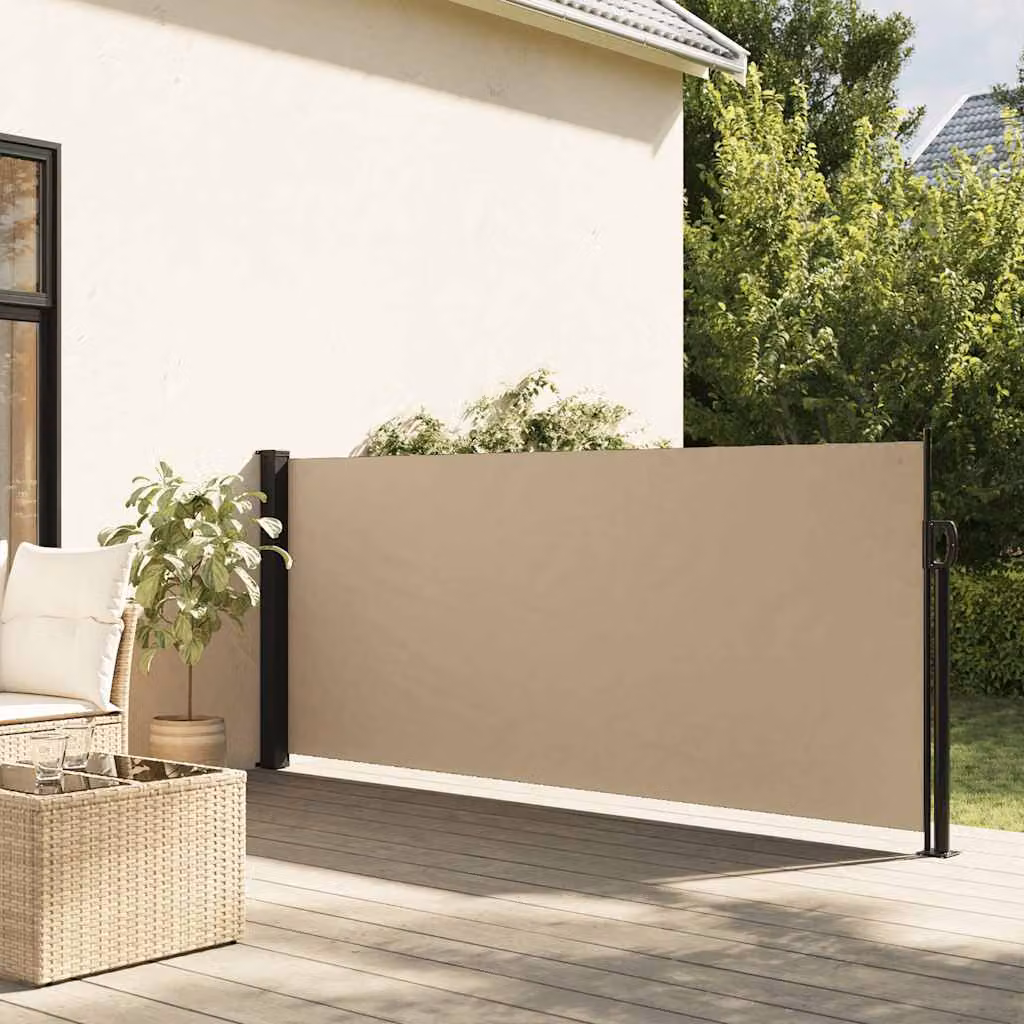Tenda da Sole Laterale Retrattile vidaXL in Poliestere e Acciaio, Beige, L: 300 cm, H: 117 cm