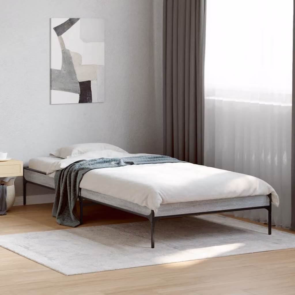 Giroletto vidaXL Grigio Sonoma in Legno Multistrato e Metallo L: 100 cm, P: 200 cm