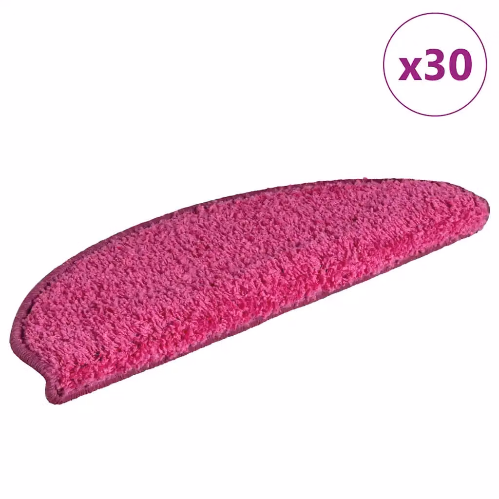 vidaXL Set di 30 Tappetini per Scale Semicircolari Grandi Rosa in Polipropilene Antiscivolo Autoadesivi L: 65 cm, P: 21 cm, H: 4 cm