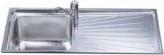 Lavello a una vasca Smeg SGE116.1D in acciaio inox spazzolato color argento L: 116 cm, P: 50 cm