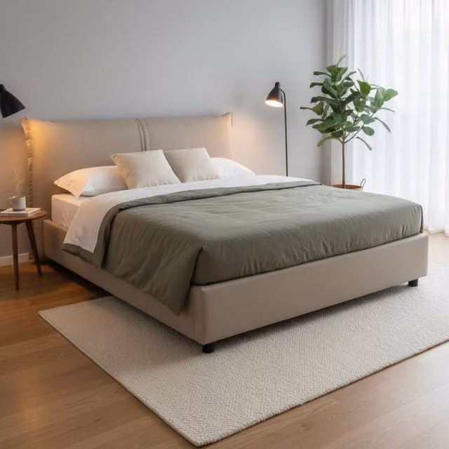 Letto Matrimoniale Alabaster Talamo Italia con Contenitore e Rivestimento Sfoderabile Grigio – 1