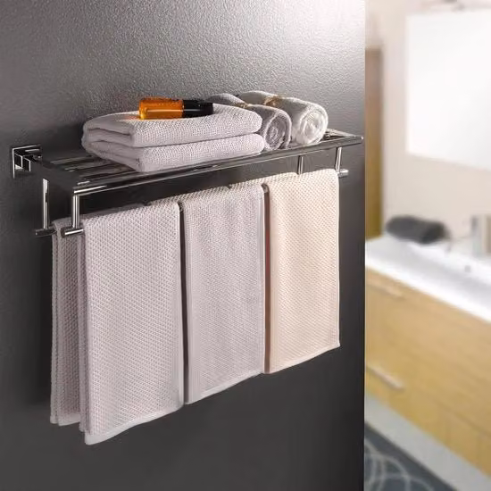 Supporto per asciugamani a muro a doppia parete in acciaio inossidabile 60CM