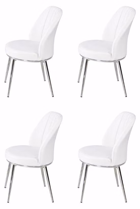 4 sedie, stile moderno, colore bianco, nuove, confortevoli, versatili, ideali per la sala da pranzo