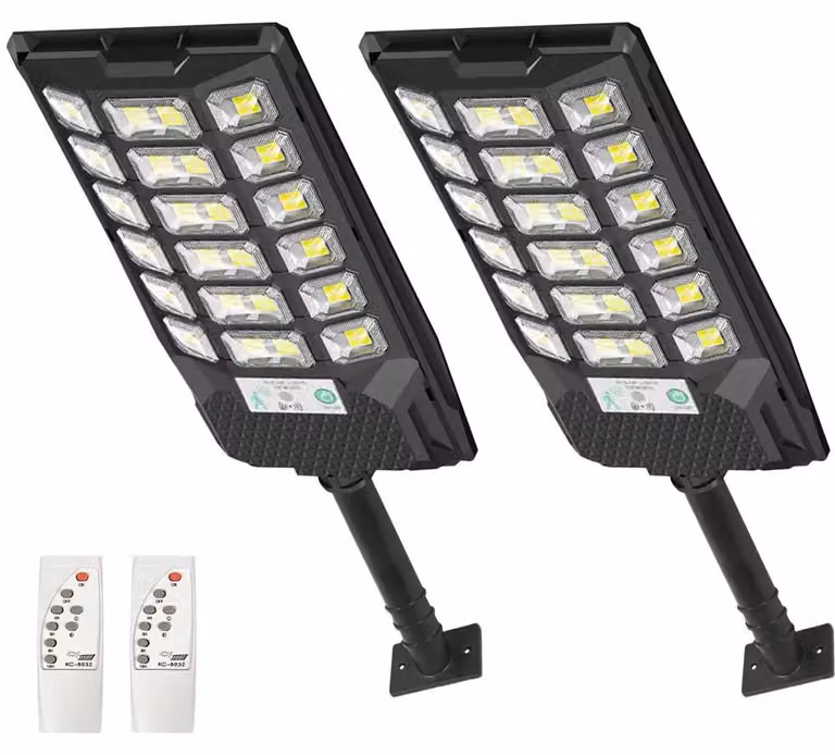 Lampade solari per esterni - Set di 2 luci stradali a LED da parete - Funzionamento al crepuscolo fino all'alba - Grado di protezione IP65 (resistente all'acqua) - Con telecomando - Ideali per giardino e garage