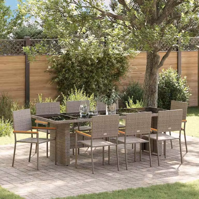 Maison Exclusive - Set da giardino per esterni, 9 pezzi, grigio, in rattan sintetico
