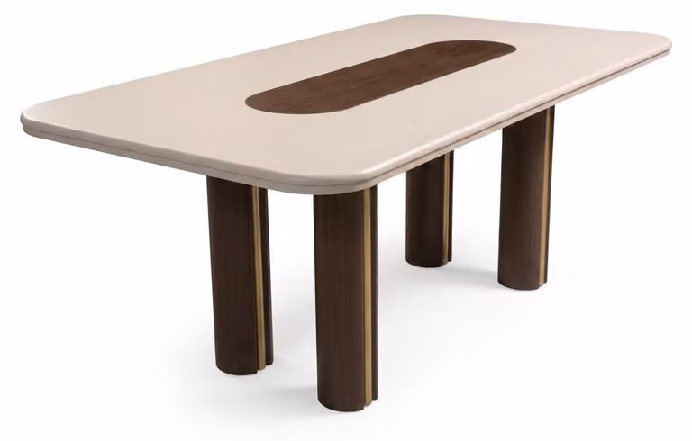 Tavolo da pranzo color beige, tavoli da pranzo di design, tavoli in legno, mobili