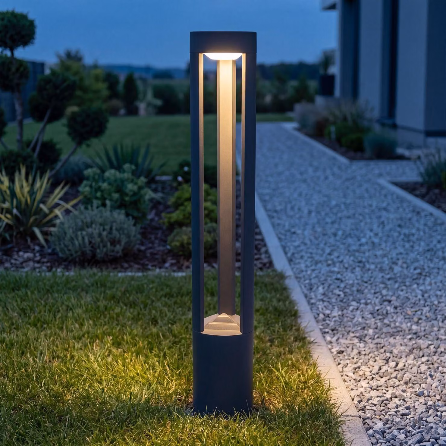 Luce da sentiero antracite 80 cm di altezza IP54 resistente alle intemperie GX53 luce da esterno moderna lampada da terra da giardino vialetto esterno