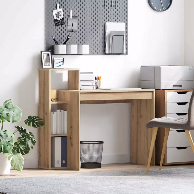 Scrivania moderna vidaXL in legno ingegnerizzato color rovere, L: 100 cm, P: 60 cm, H: 75 cm