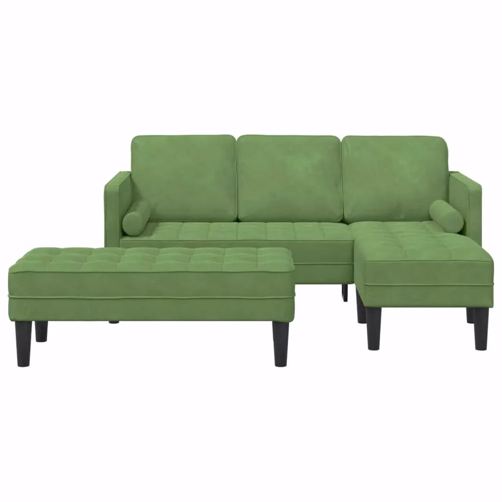 Set di divani ad angolo vidaXL in velluto verde e nero con cuscini inclusi – 2
