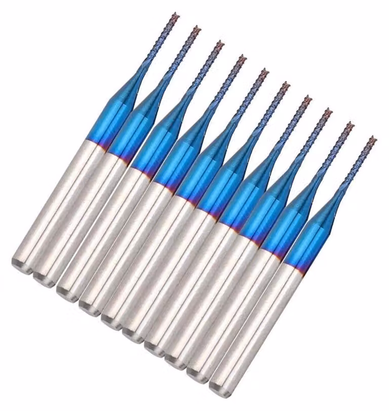 Set di frese a tazza da 10 pezzi - Frese in metallo duro - Utensili per CNC - Incisione di circuiti stampati - Trapano per intaglio -  e servizio eccellente - Utensili per fresatura