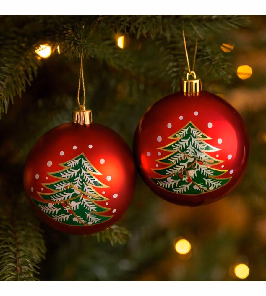 Decoris Pallina di Natale Rossa con Decorazione Albero - 8cm