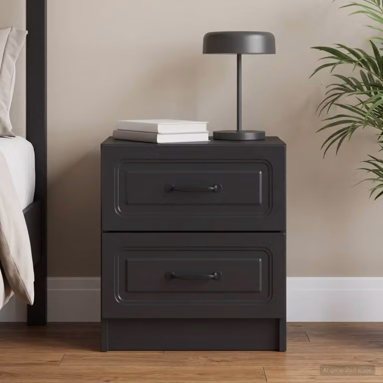 Armadio da notte vidaXL in legno ingegnerizzato nero opaco L 43 cm x P 34,5 cm x H 44,5 cm