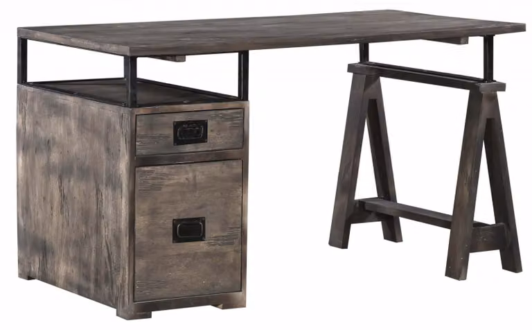 MASSIVMOEBEL24 | scrivania in legno di Mango 140x78x80 grigio scuro laccato RAILWAY #229