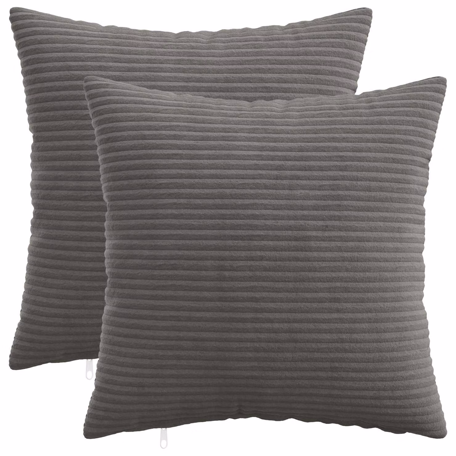 Set di 2 federe vidaXL HEERLEN in velluto a coste grigio scuro, L 50 cm x P 50 cm