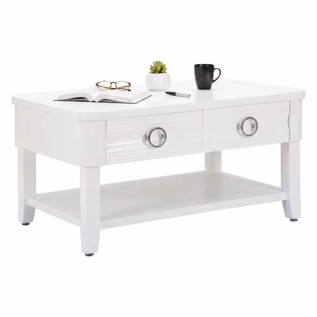 Tavolino da salotto Taylor DMORA bianco moderno L 90 cm x P 60 cm x H 47 cm – 2