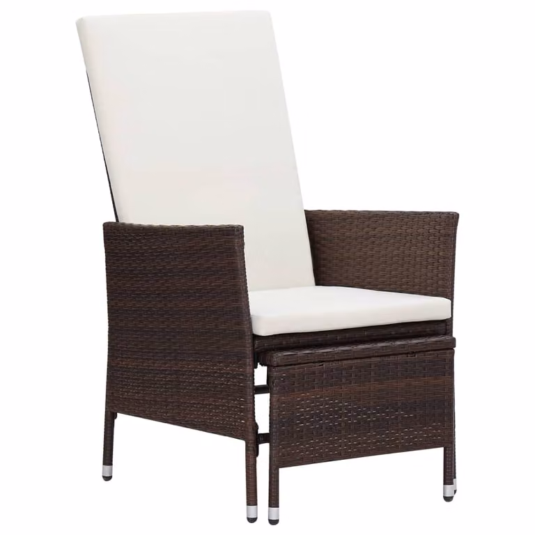 vidaXL Set da giardino 3 pezzi con cuscini in polyrattan marrone